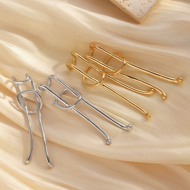 Asymmetrical Elongated Loop Earrings