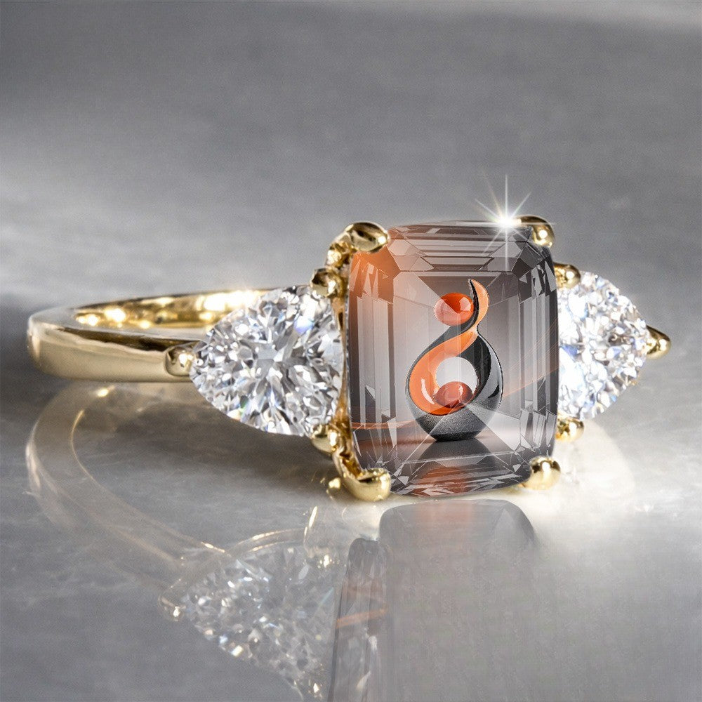 Orange Swirl Three Stone Ring