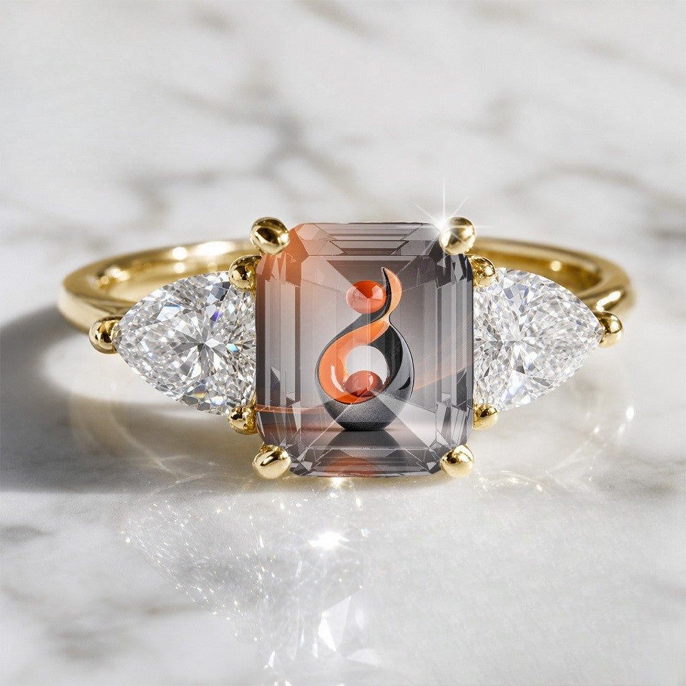 Orange Swirl Three Stone Ring