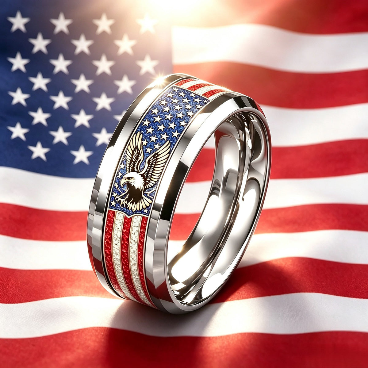 American Flag Eagle Ring