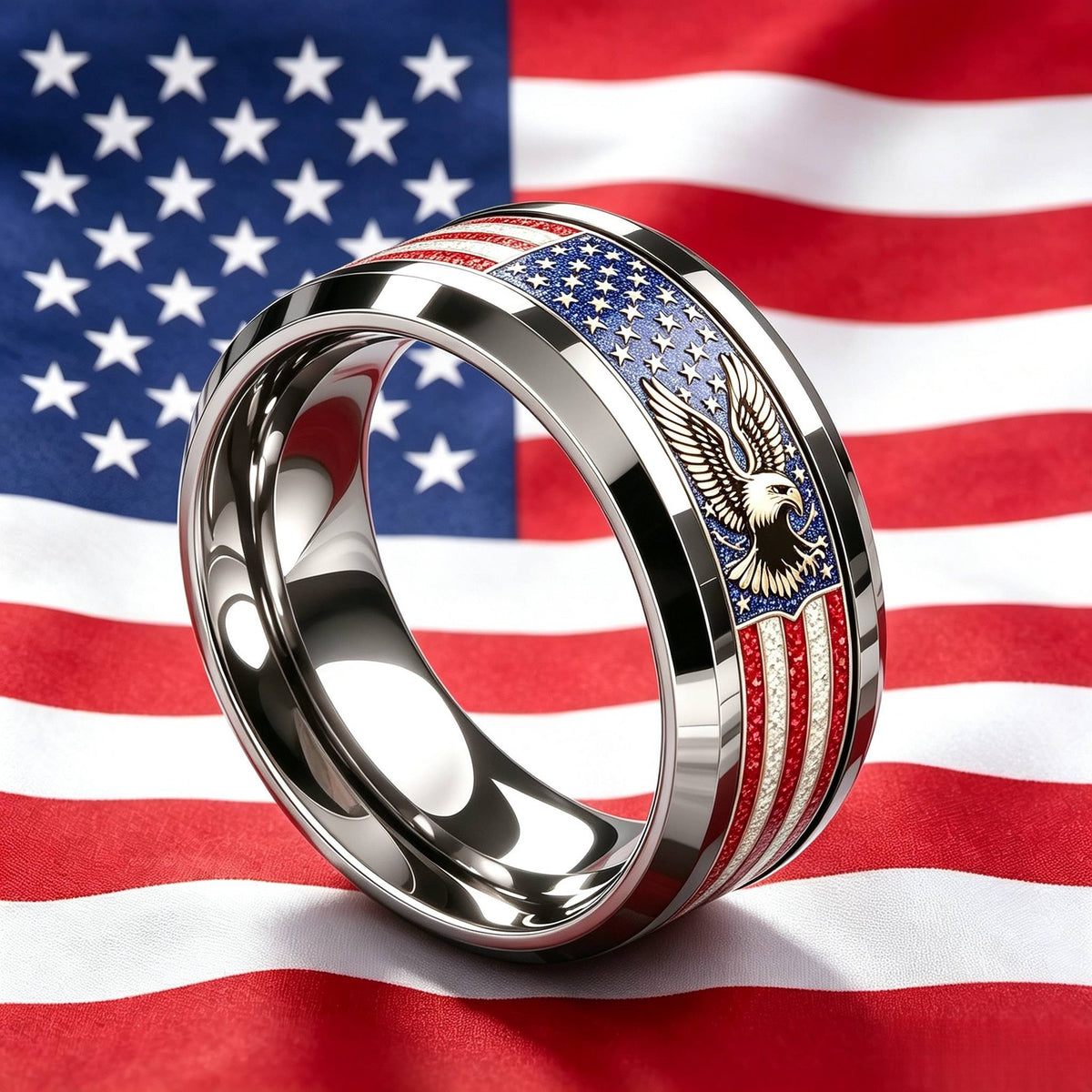 American Flag Eagle Ring
