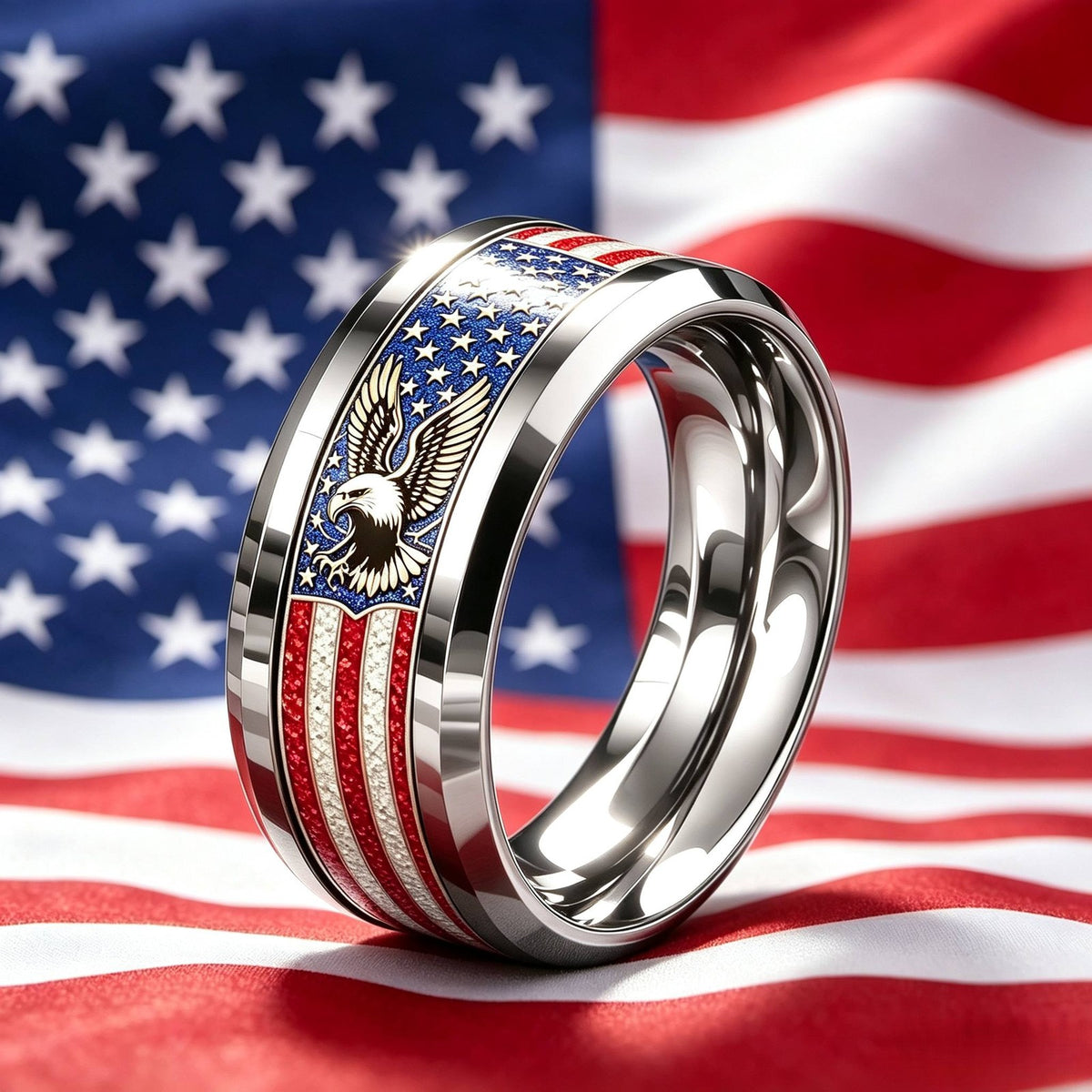 American Flag Eagle Ring