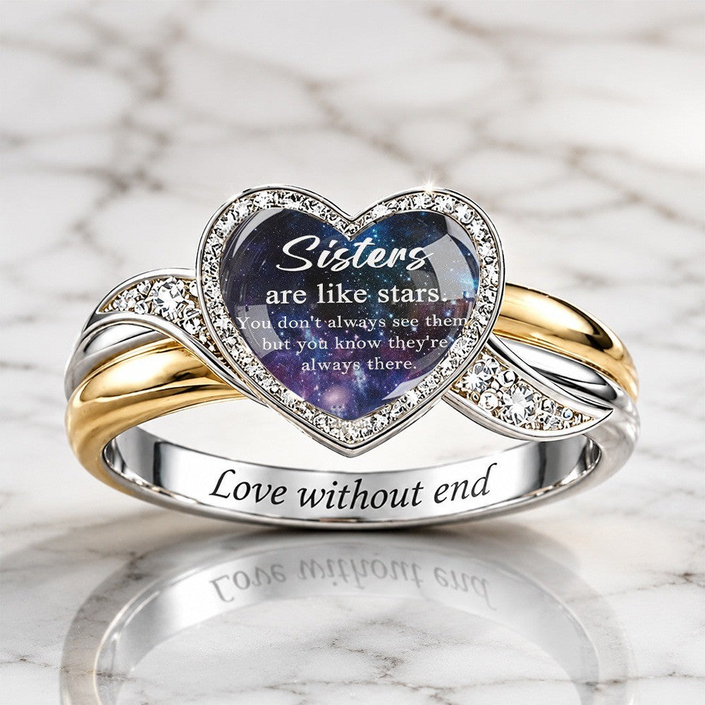 Starry Sky Heart Sister Ring
