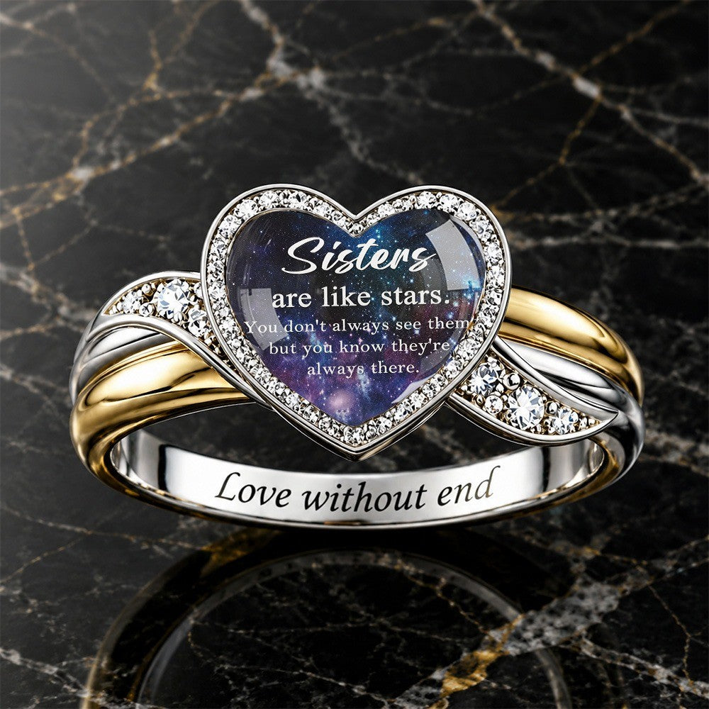 Starry Sky Heart Sister Ring