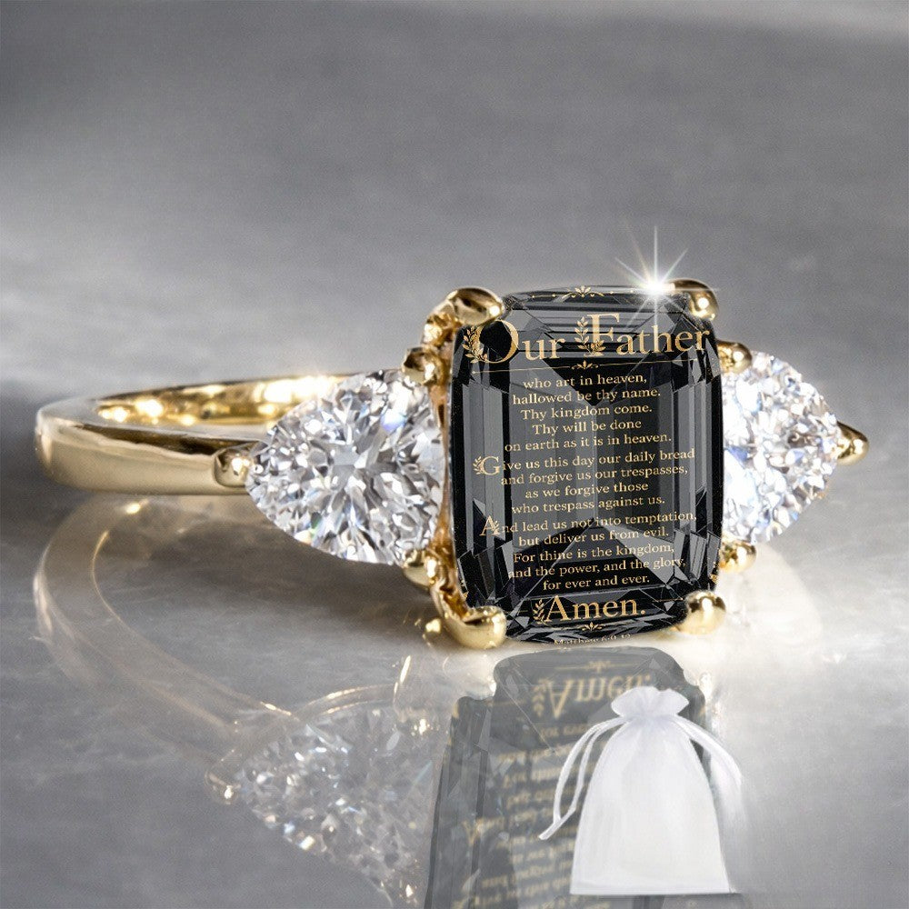 Lord's Prayer Three-Stone Ring