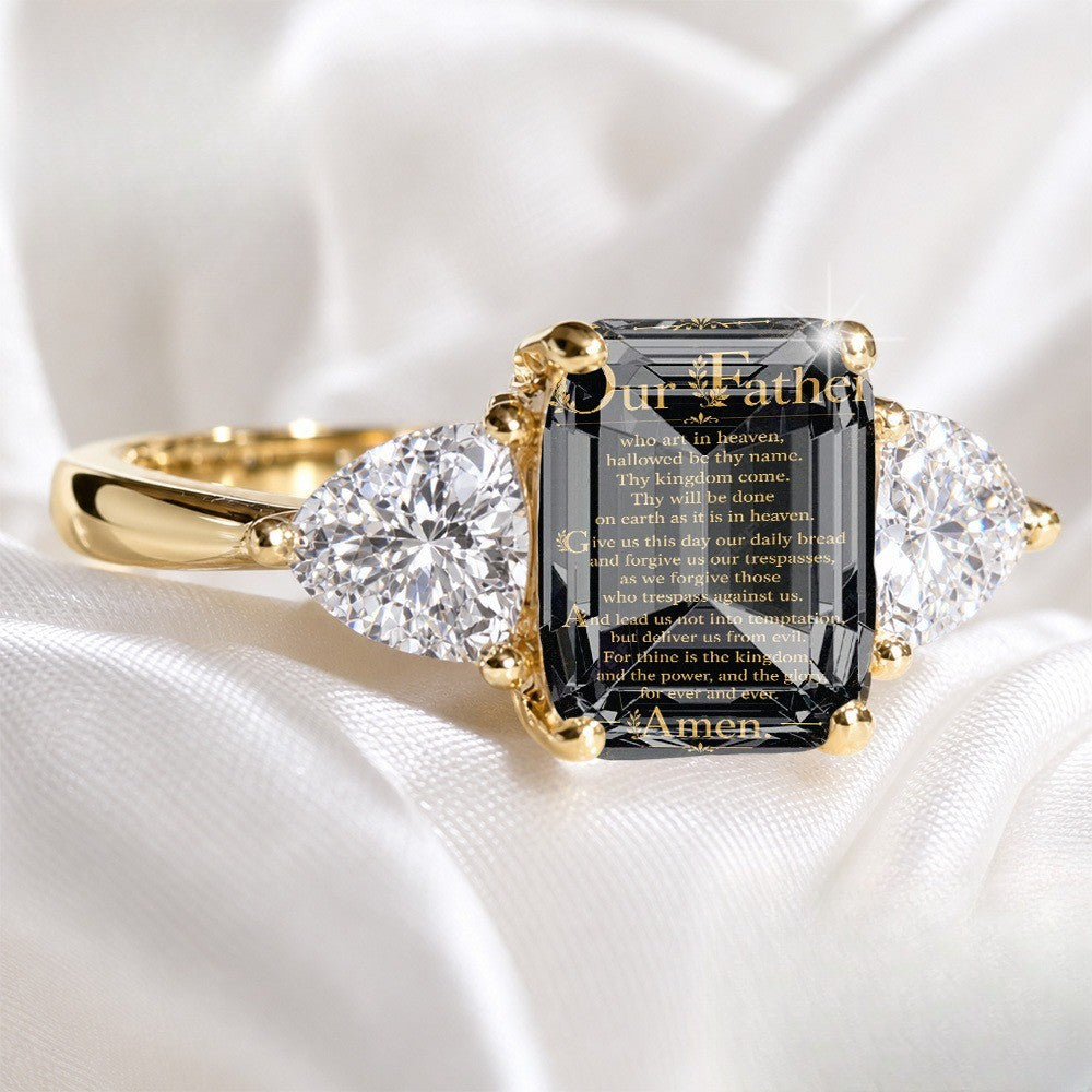 Lord's Prayer Three-Stone Ring