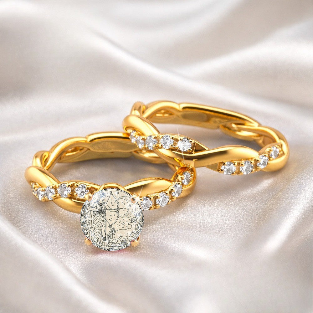 Goddess & Deer Coin Ring