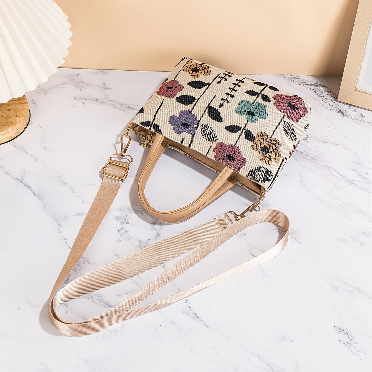 Embroidered Floral Canvas Tote