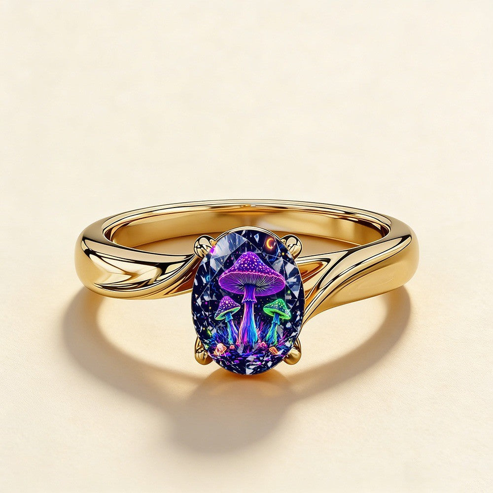Neon Mushroom Oval Ring
