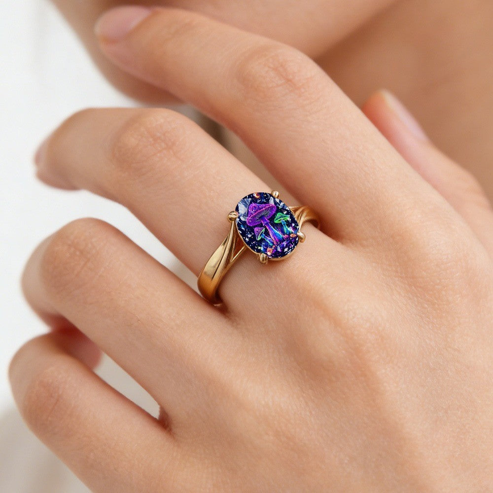 Neon Mushroom Oval Ring
