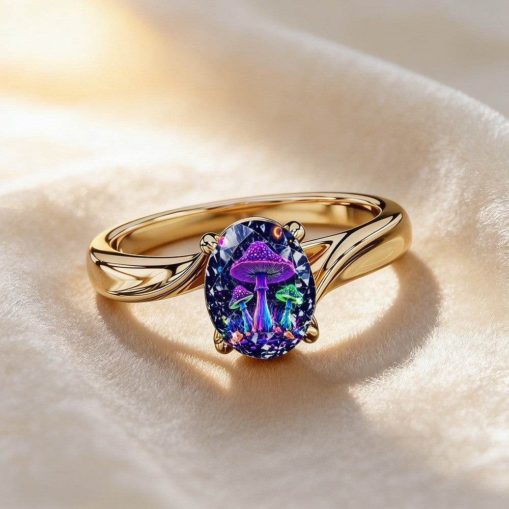 Neon Mushroom Oval Ring