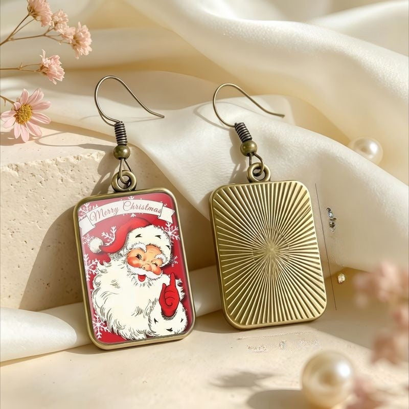 Santa Claus Rectangle Earrings