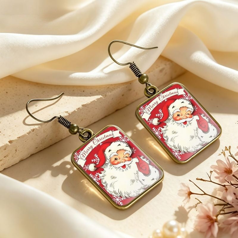 Santa Claus Rectangle Earrings