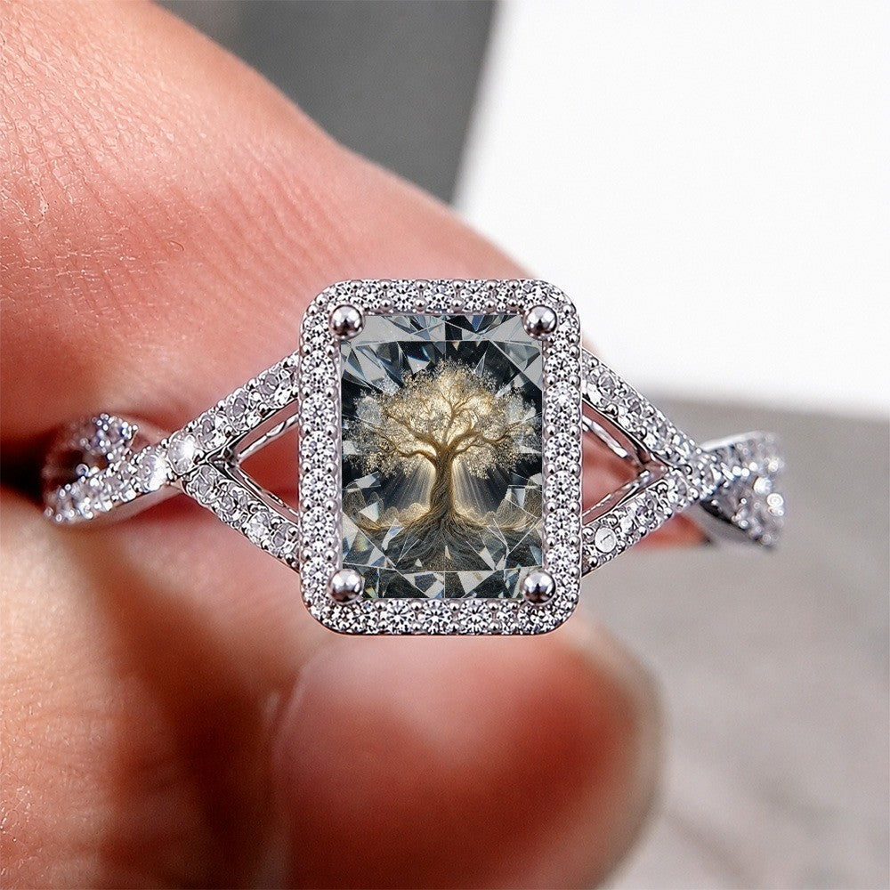 Luminous Tree Square Ring