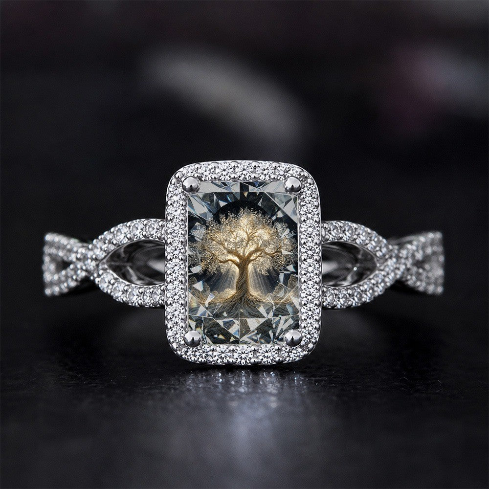 Luminous Tree Square Ring