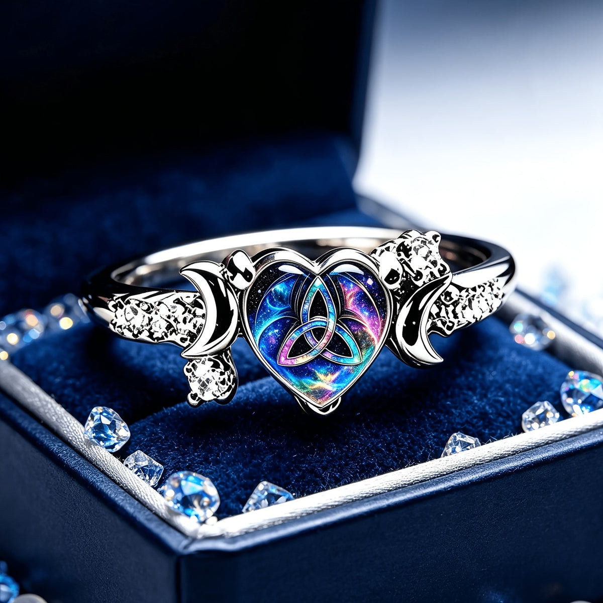 Starry Sky Celtic Heart Ring