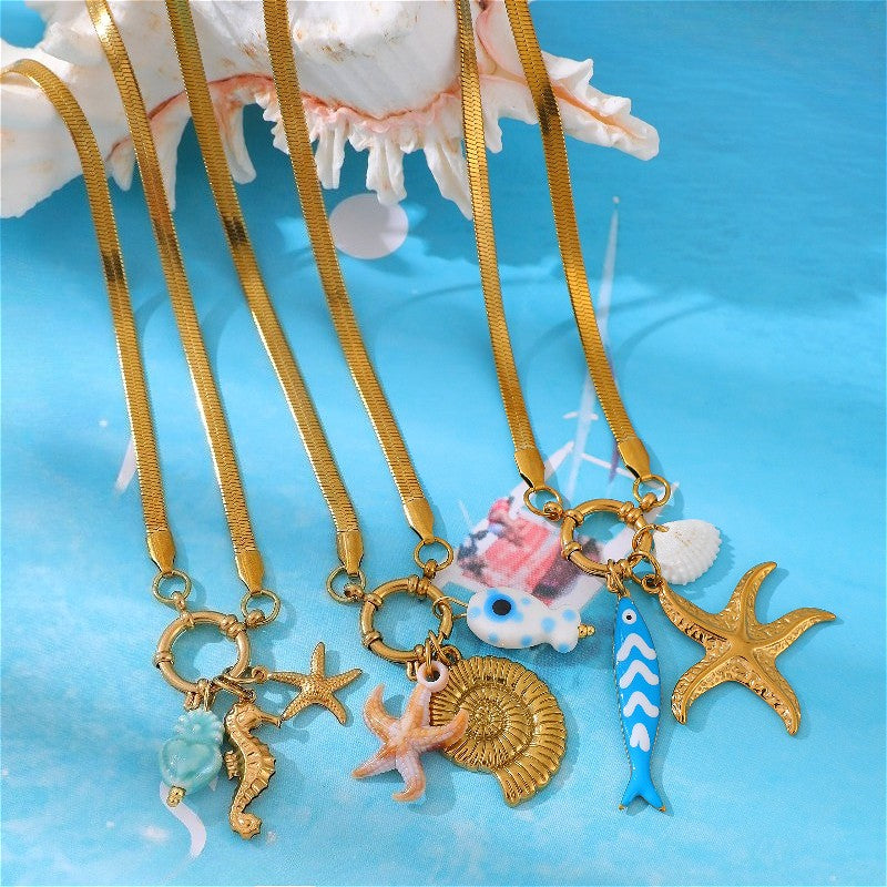 Ocean Charm Snake Chain Necklace