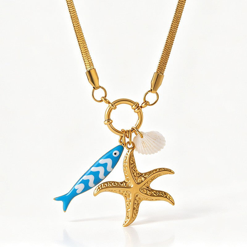 Ocean Charm Snake Chain Necklace