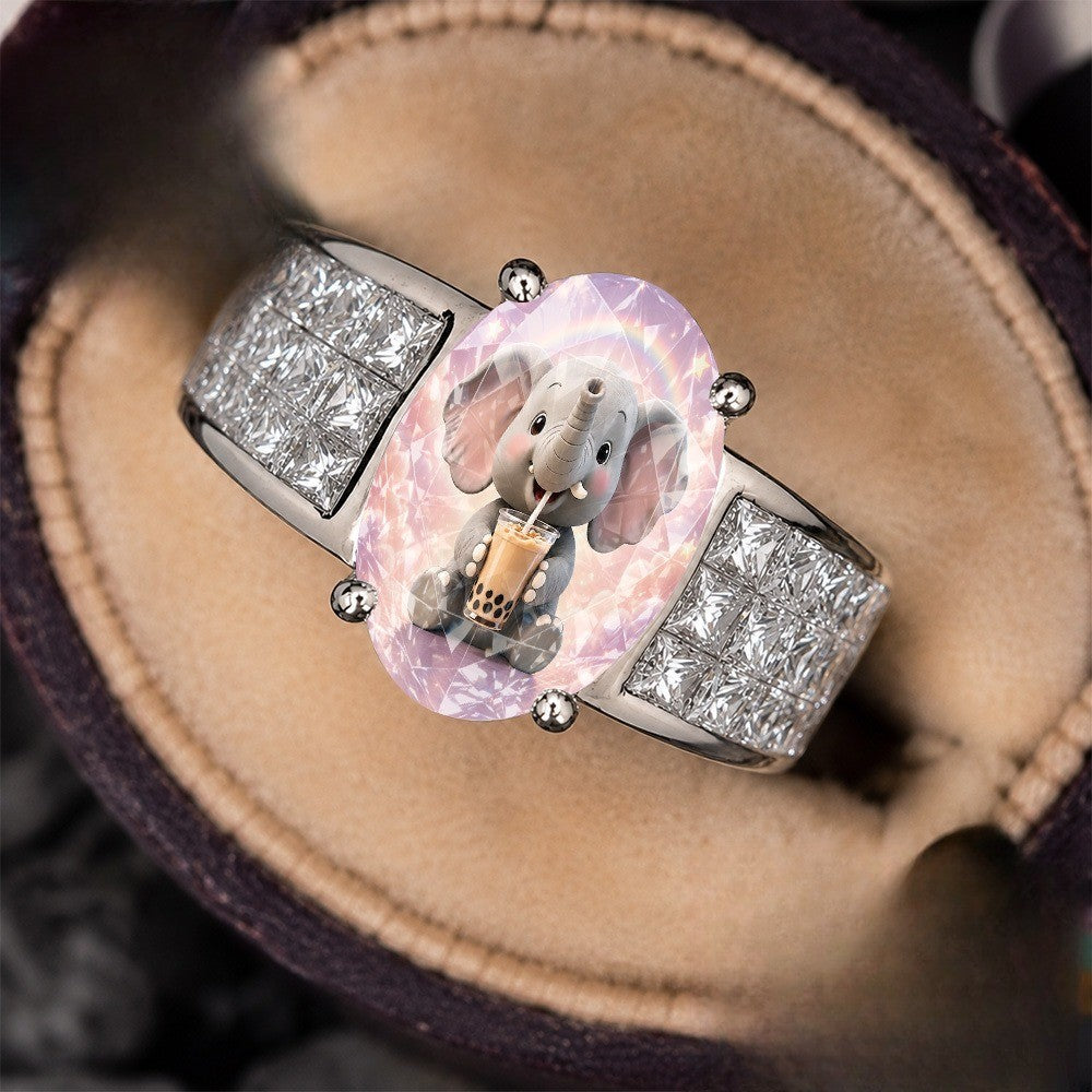 Pastel Elephant Oval Ring