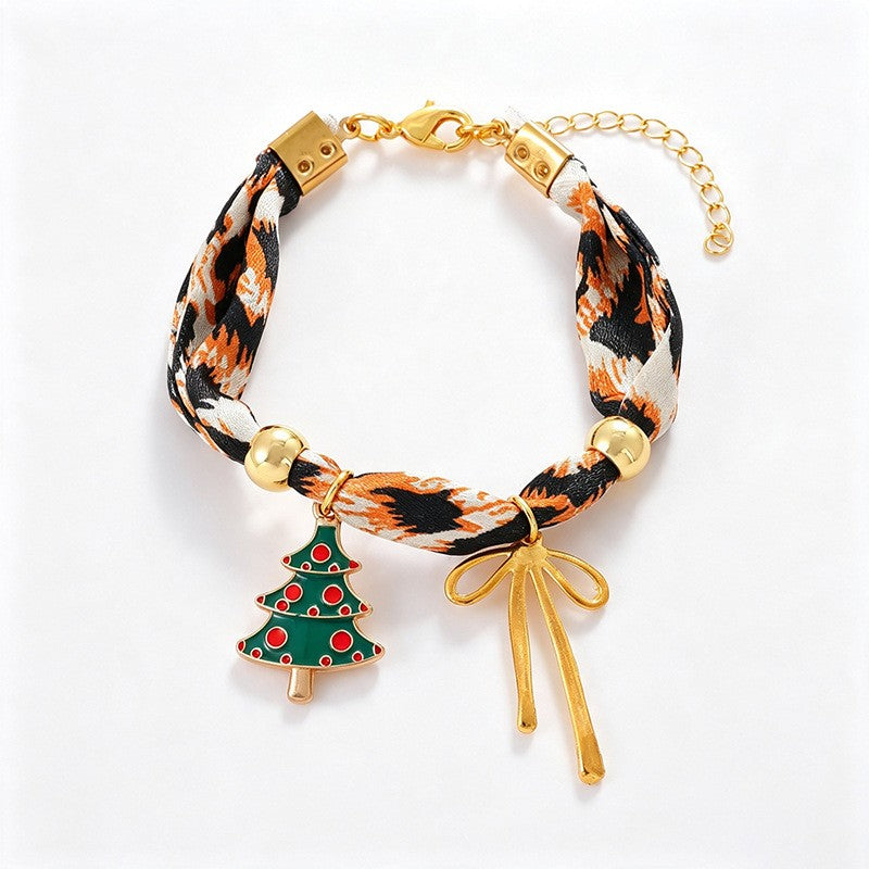 Leopard Ribbon Enamel Charm Bracelet