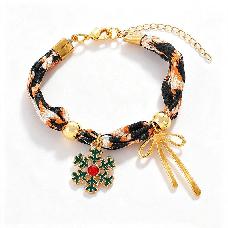 Leopard Ribbon Enamel Charm Bracelet