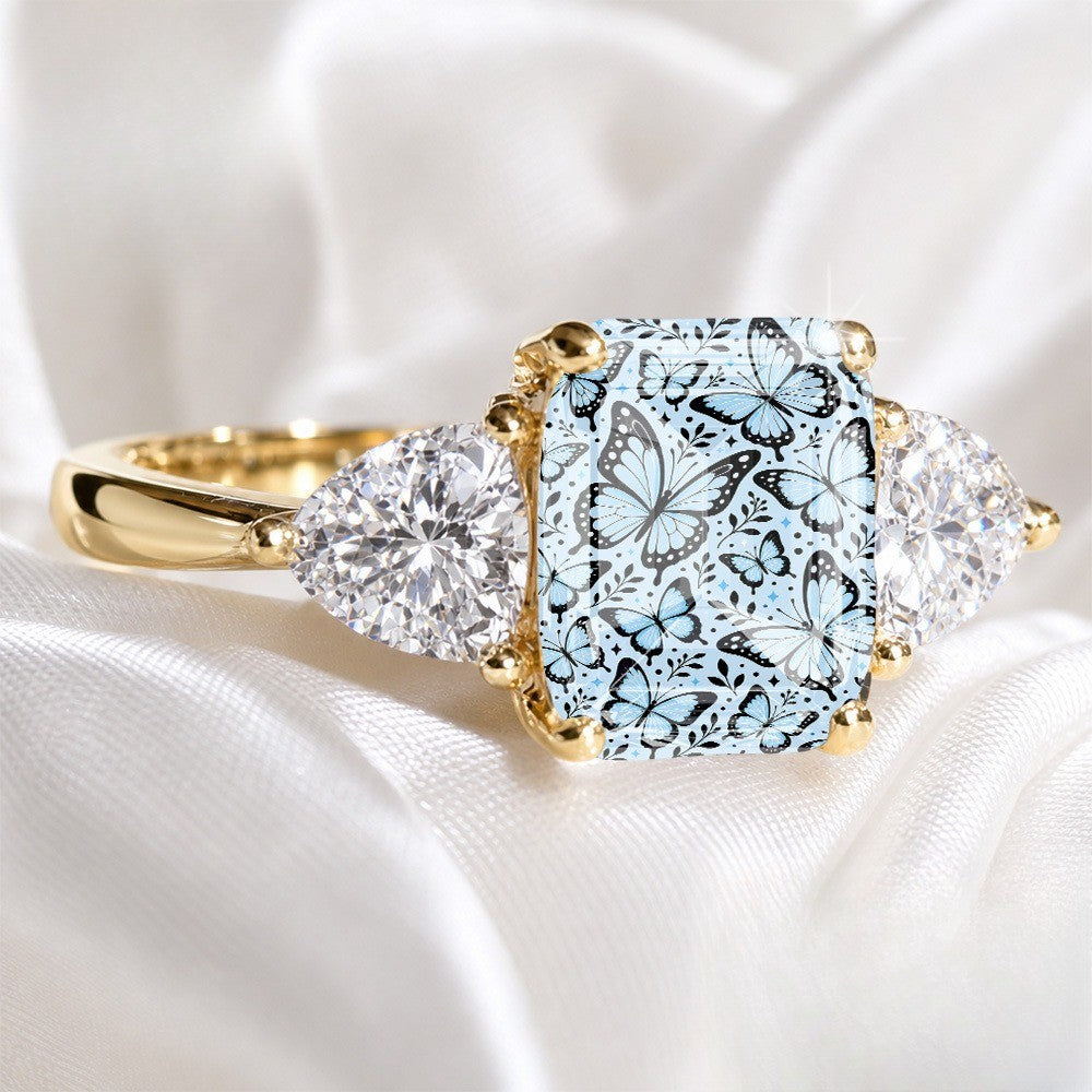 Blue Butterfly Square Ring