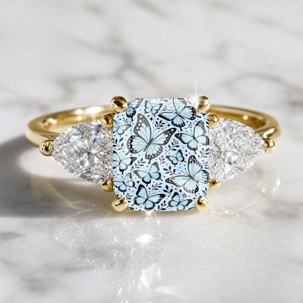 Blue Butterfly Square Ring