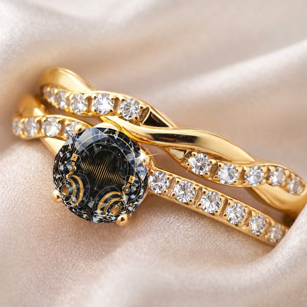 Black Crystal Twisted Ring