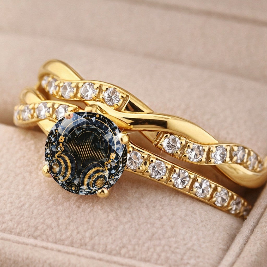 Black Crystal Twisted Ring