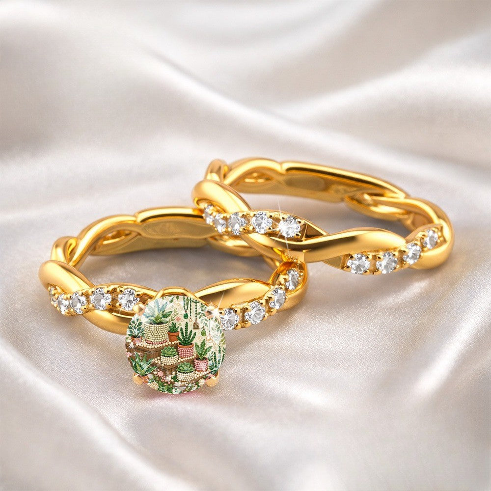 Potted Plant Crystal Ring