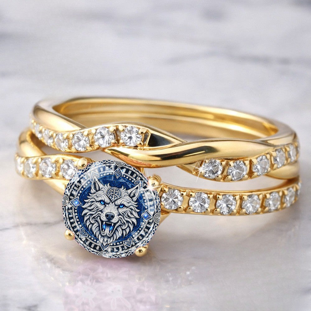 Blue Wolf Celtic Ring