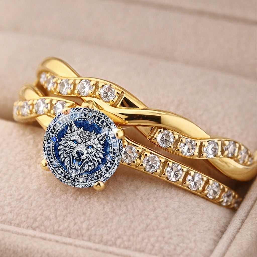 Blue Wolf Celtic Ring