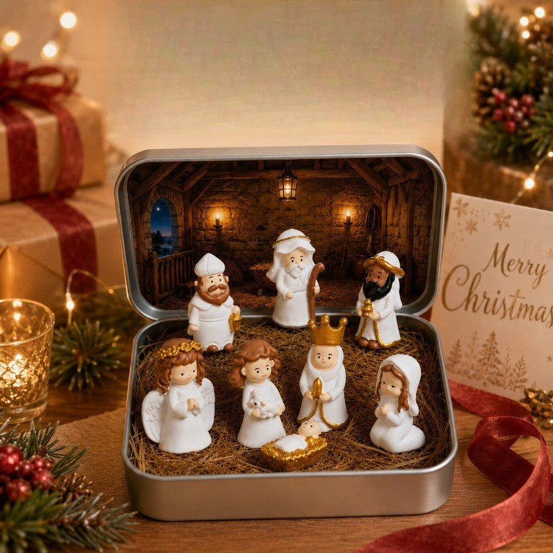 Mini Nativity Scene Tin Set