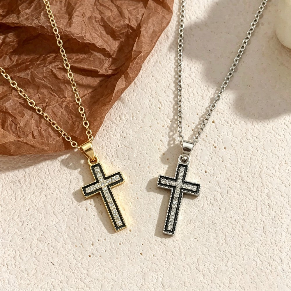 Black-Edged Cross Necklace