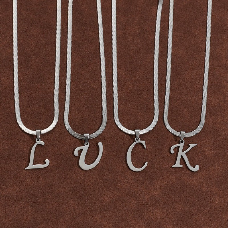 Script Letter Snake Chain Necklace