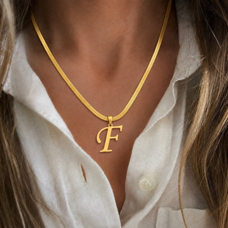 Script Letter Snake Chain Necklace