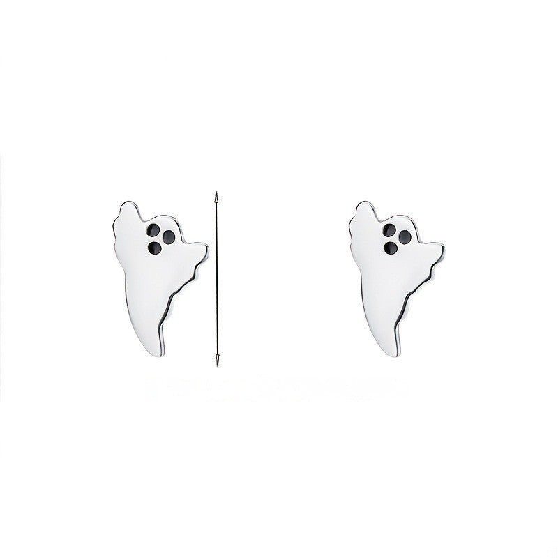 Silver Ghost Stud Earrings