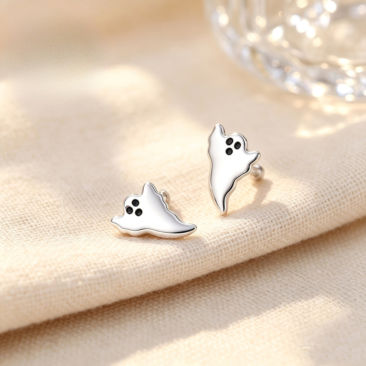 Silver Ghost Stud Earrings