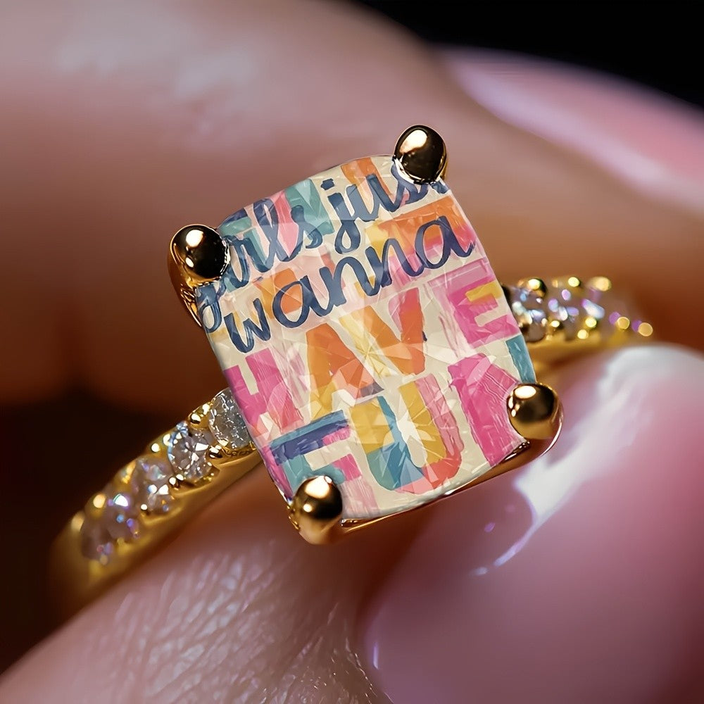 Colorful Graffiti Square Ring