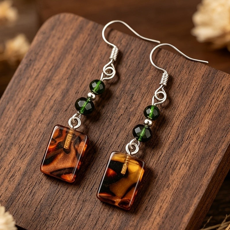 Tortoise Square Drop Earrings