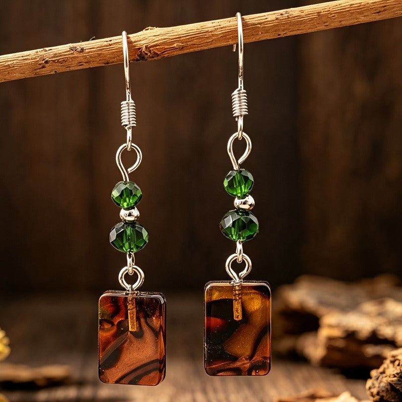 Tortoise Square Drop Earrings