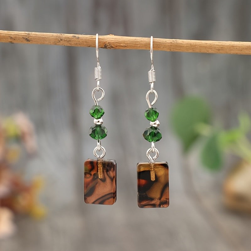 Tortoise Square Drop Earrings