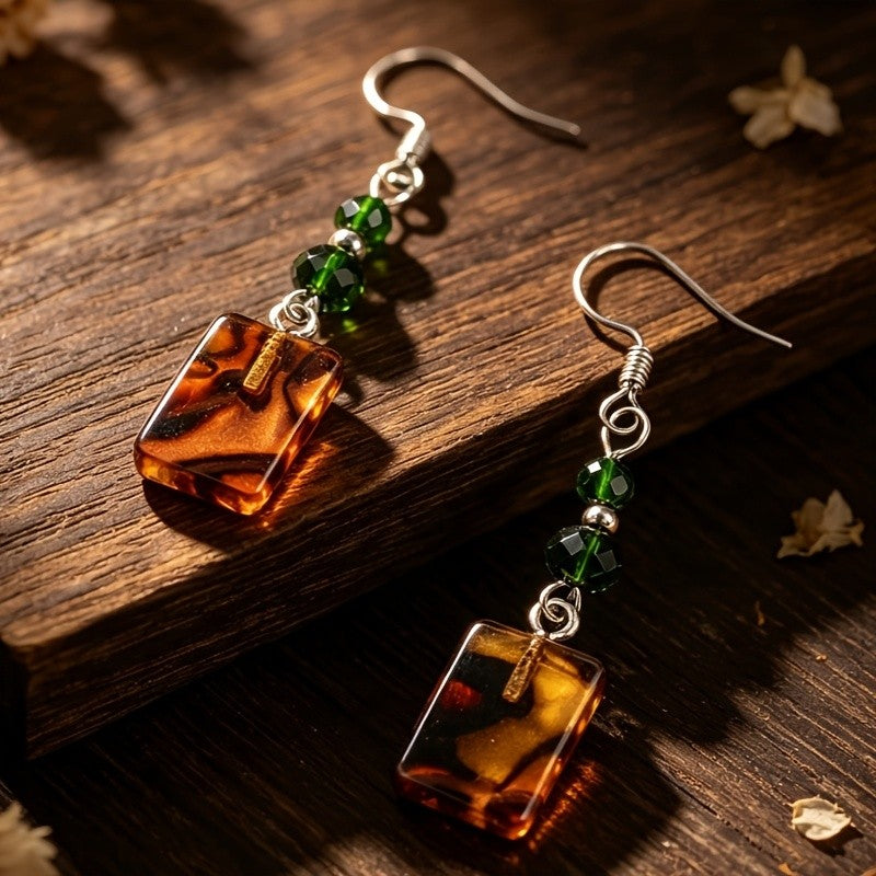 Tortoise Square Drop Earrings