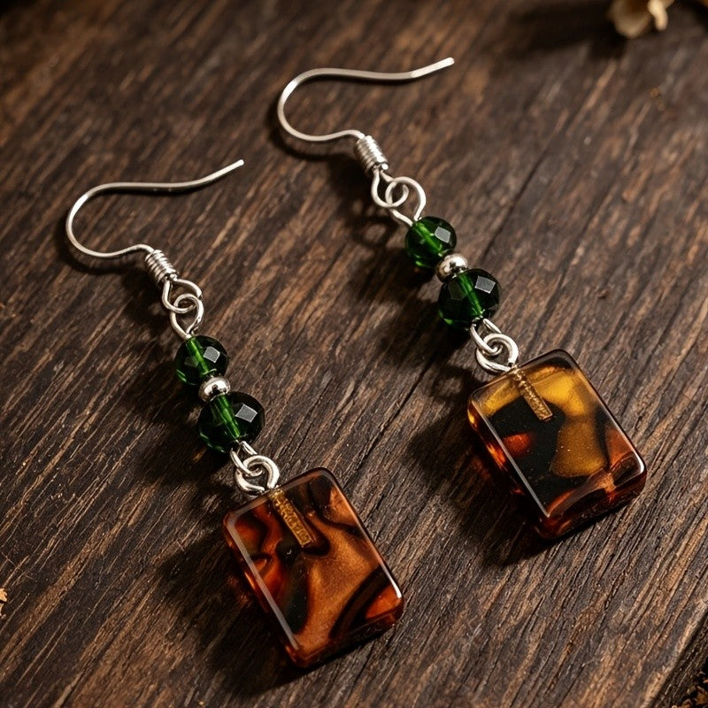 Tortoise Square Drop Earrings