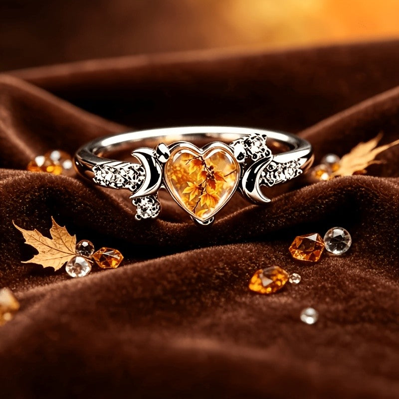 Autumn Leaf Heart Ring