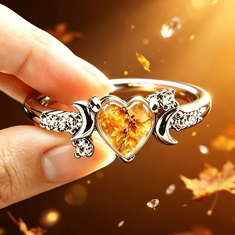 Autumn Leaf Heart Ring