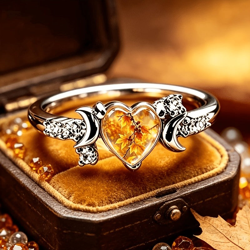 Autumn Leaf Heart Ring