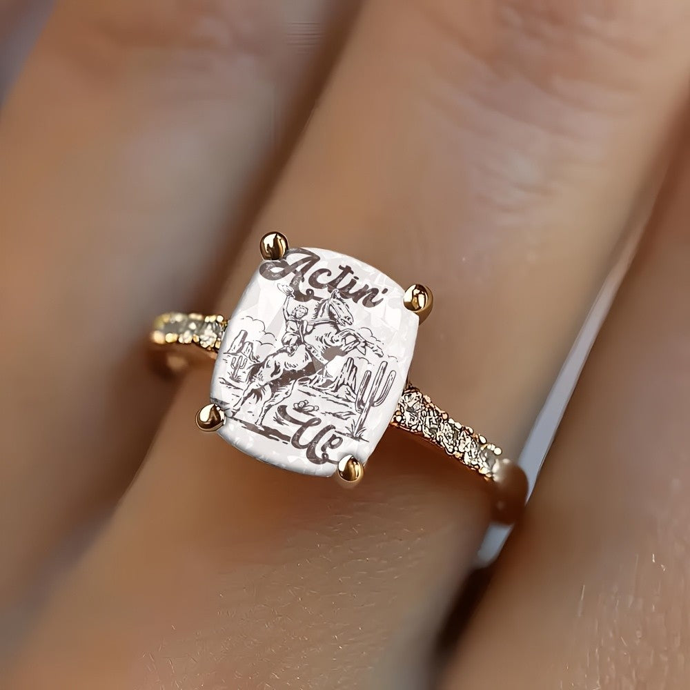 Cowboy Scene Square Ring