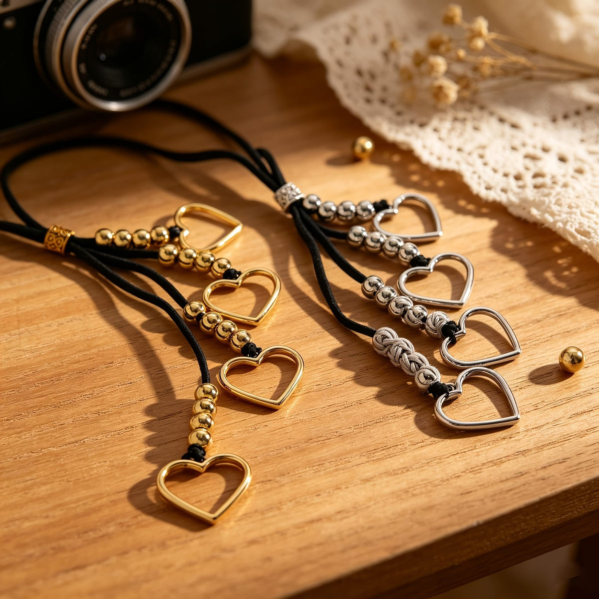 Cascading Heart Cord Necklace