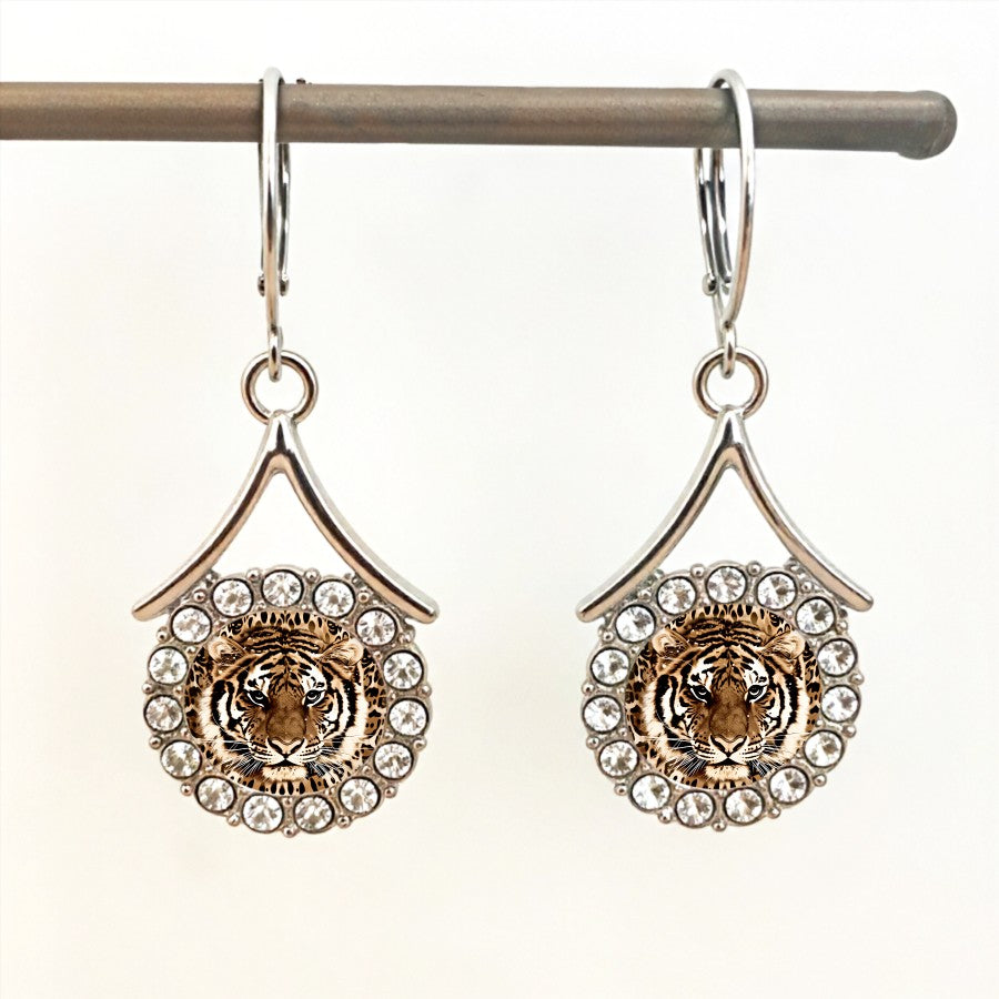 Tiger Crystal Drop Earrings